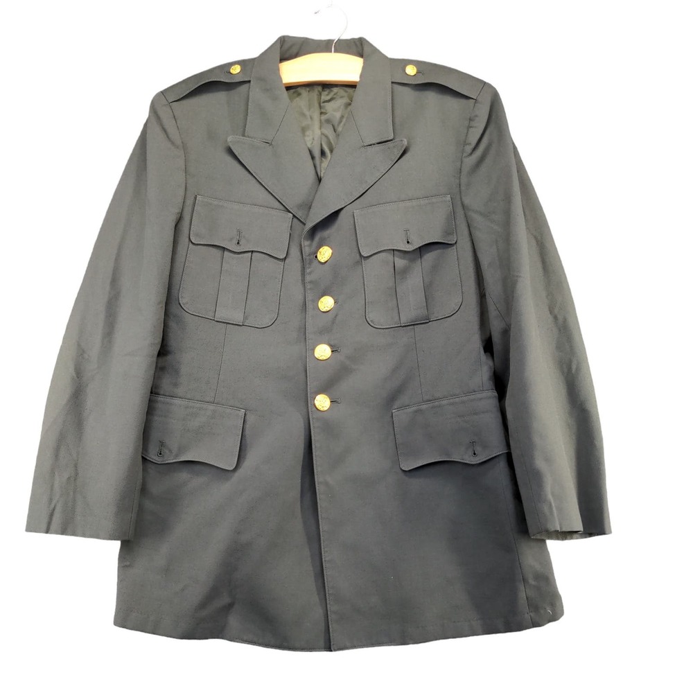 U.S. Army Men's Serge Green Dress Coat Size 42R Poly Wool Blend Military Uniform